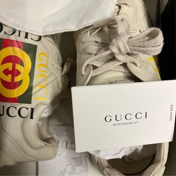 NWT Men GUCCI Classic Rhython Leather Apollo Ivoire Sneakers EUR 8, US 9 - Picture 4 of 8